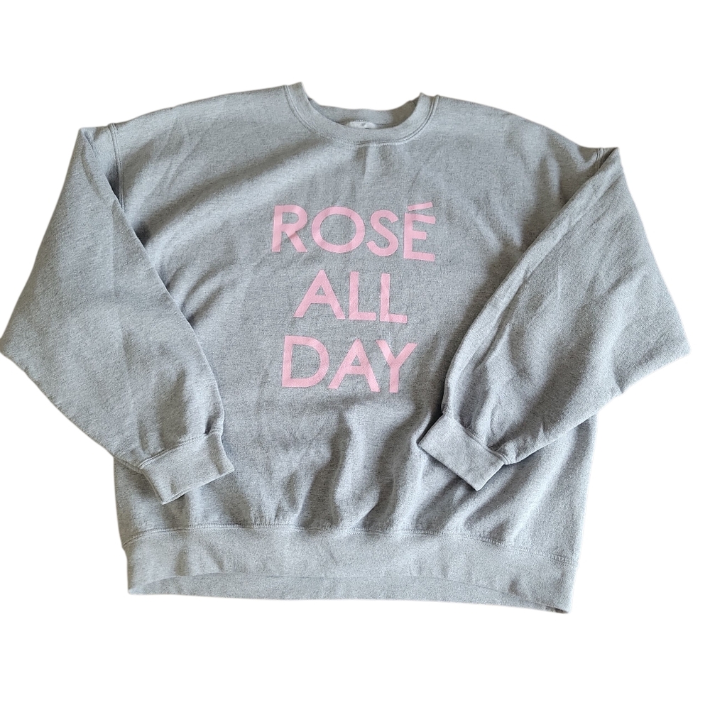 Rosé All Day Grey Crewneck Sleeve Sweater Size S/M